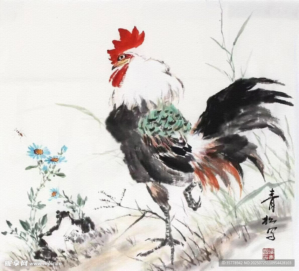 国画雄鸡