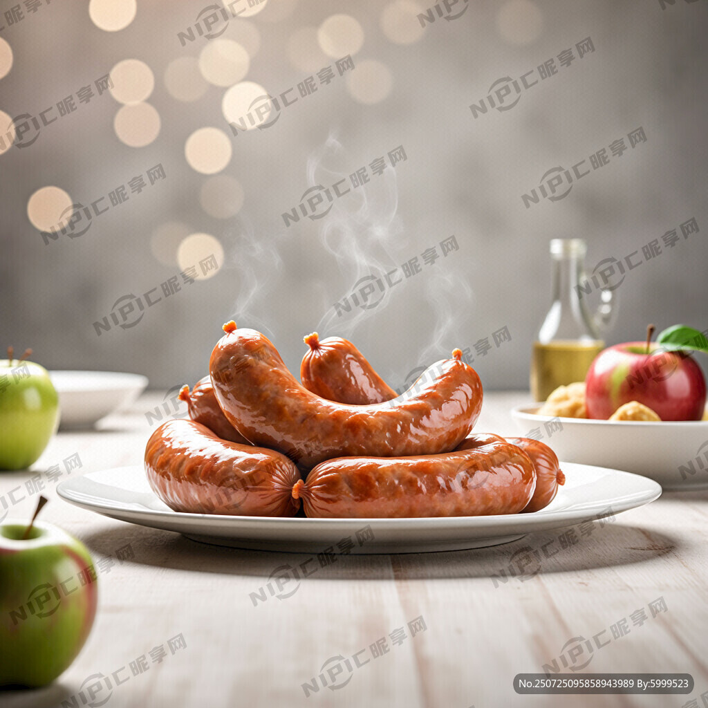 黄色肉肠 苹果 有食欲 一盘