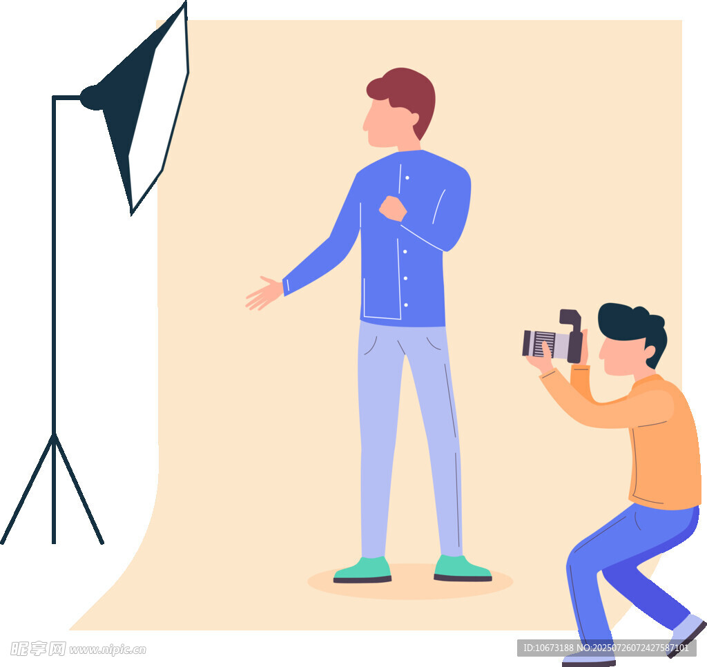 摄影师为模特拍摄场景