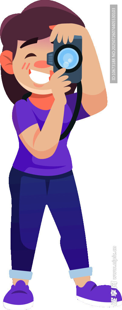 女孩手持相机准备拍照