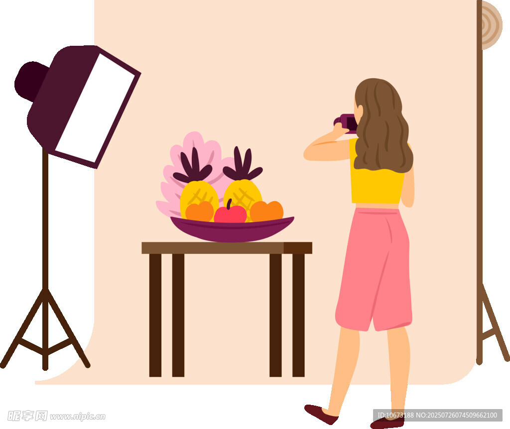 女士专注拍摄水果静物