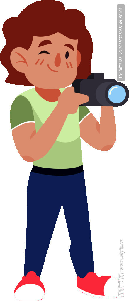 男孩专注拍照瞬间