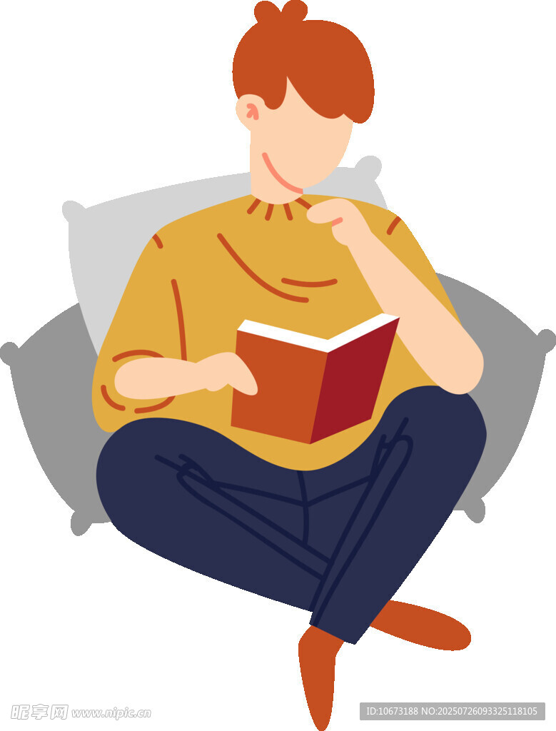 沙发上惬意阅读的年轻人