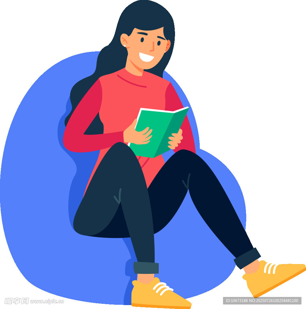 女孩惬意阅读时光