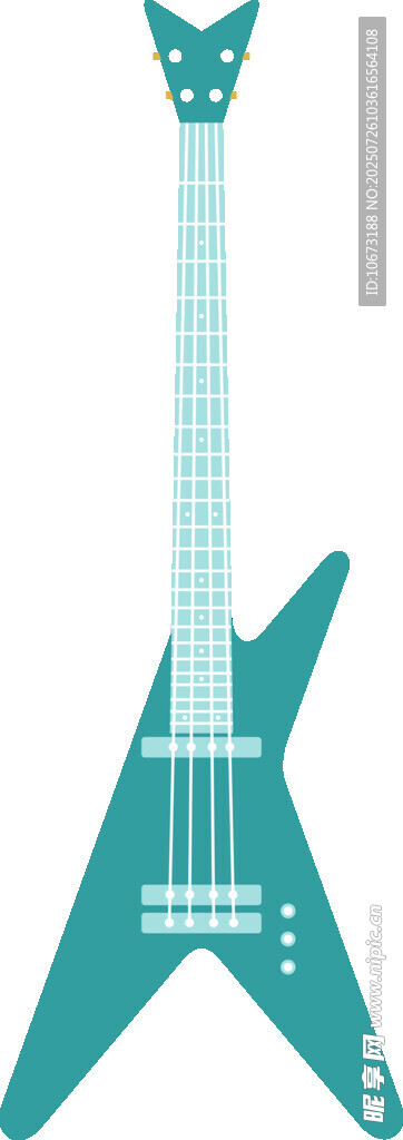 三角造型的青绿色电吉他