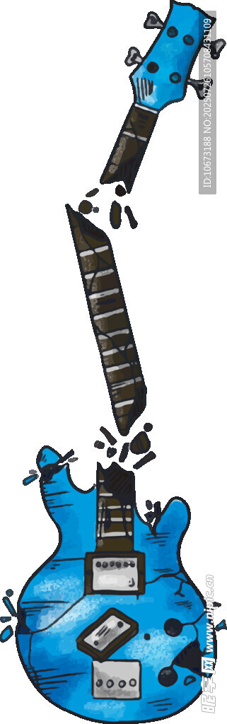 炫酷蓝色电吉他