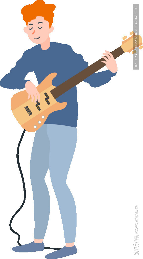 弹奏贝斯的活力青年