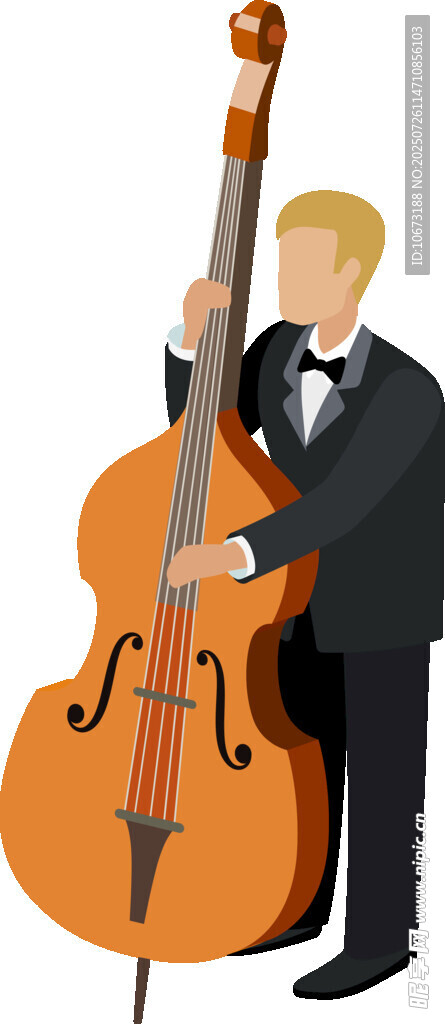 男子演奏大型低音提琴