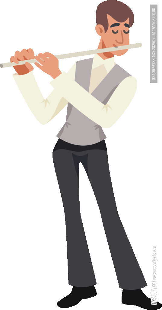 吹长笛的优雅男士