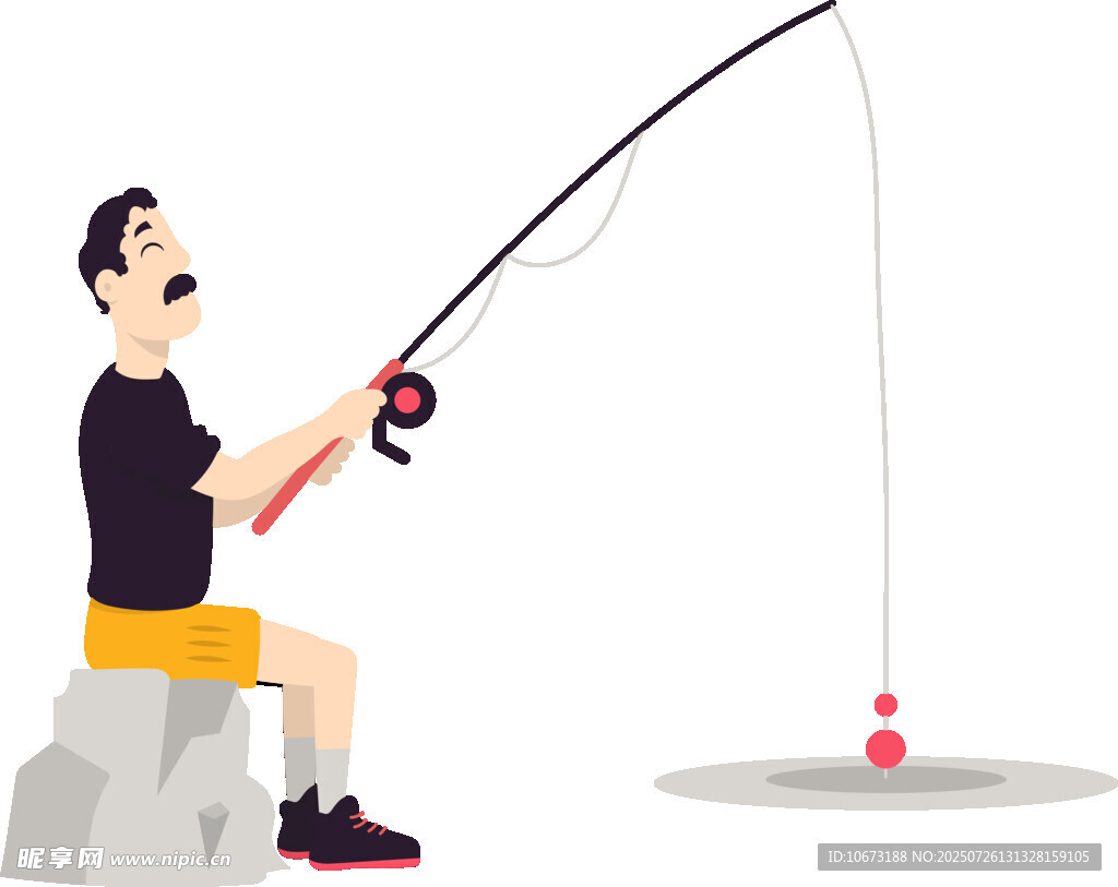 男子专注垂钓瞬间