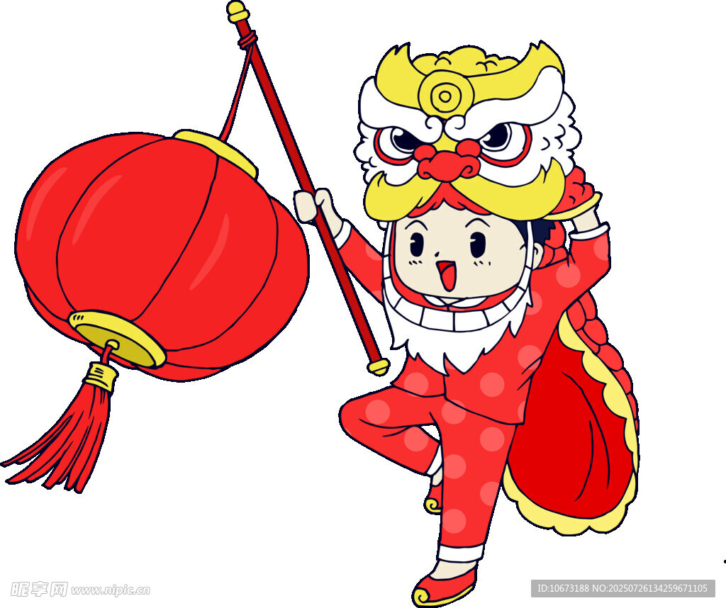 舞狮孩童提红灯贺新春