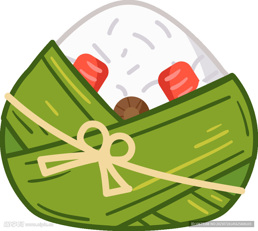 卡通风格粽叶包裹的饭团