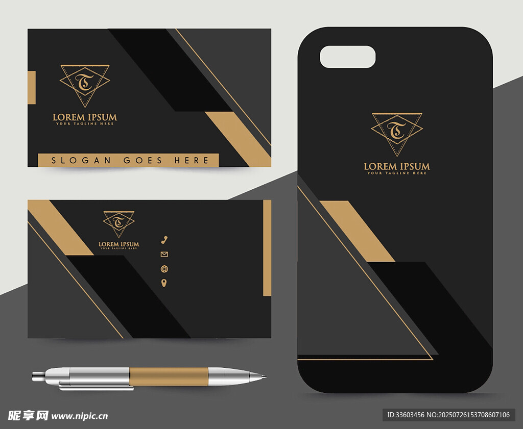 奢华黑金商务手机壳设计