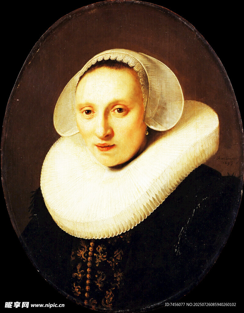 戴白色围脖的古典女性