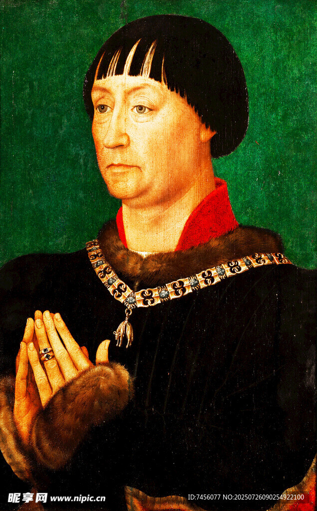 中世纪贵族男子祈祷像