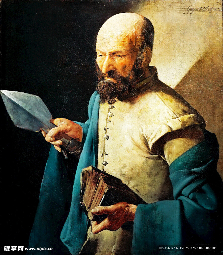 古代学者专注阅读文稿