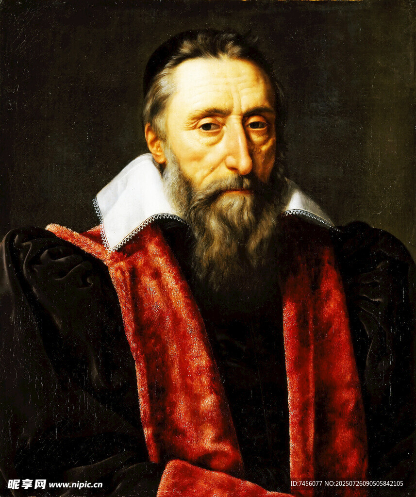 身着华服的长须男子肖像