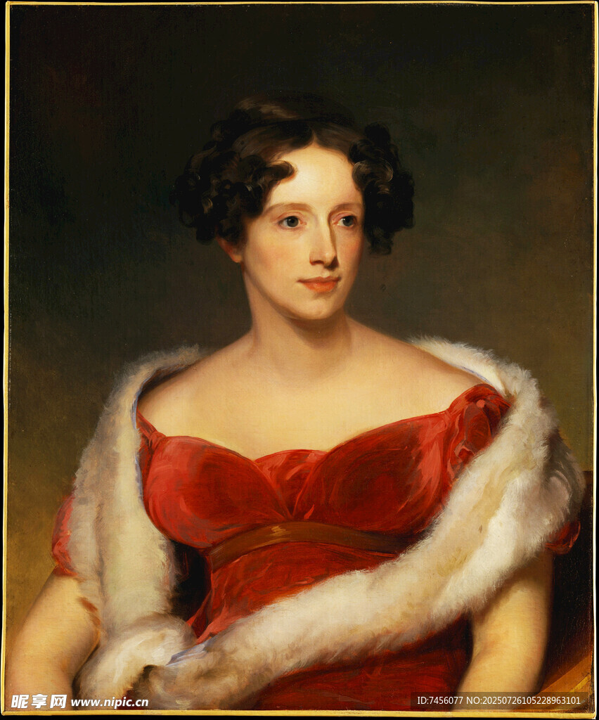 古典红裙贵妇肖像