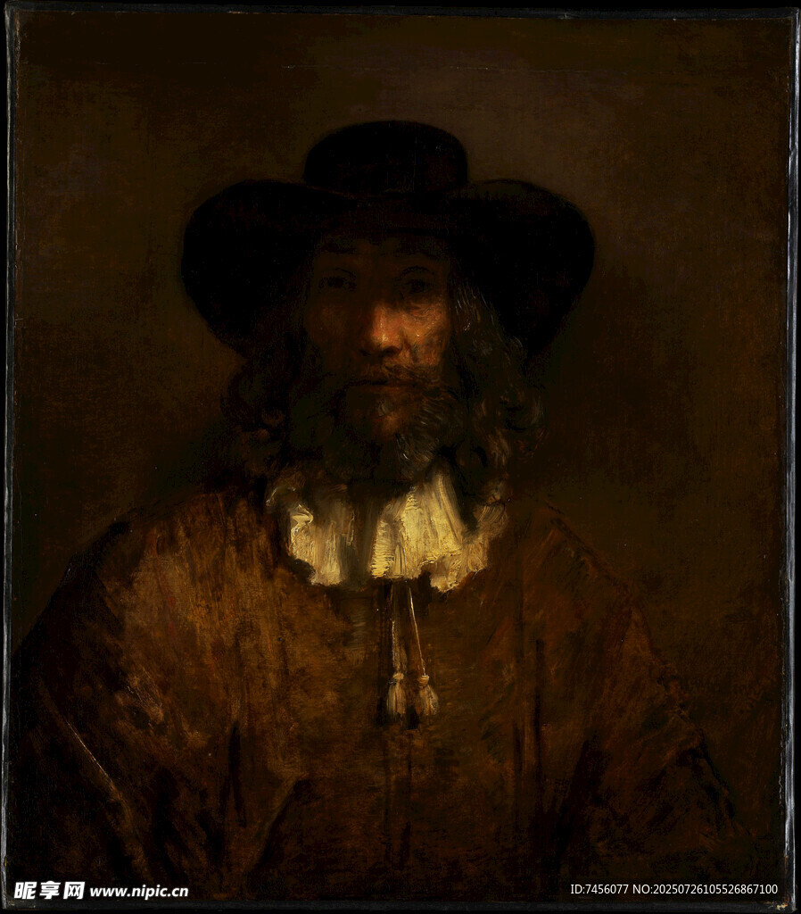 戴帽蓄须男子肖像画