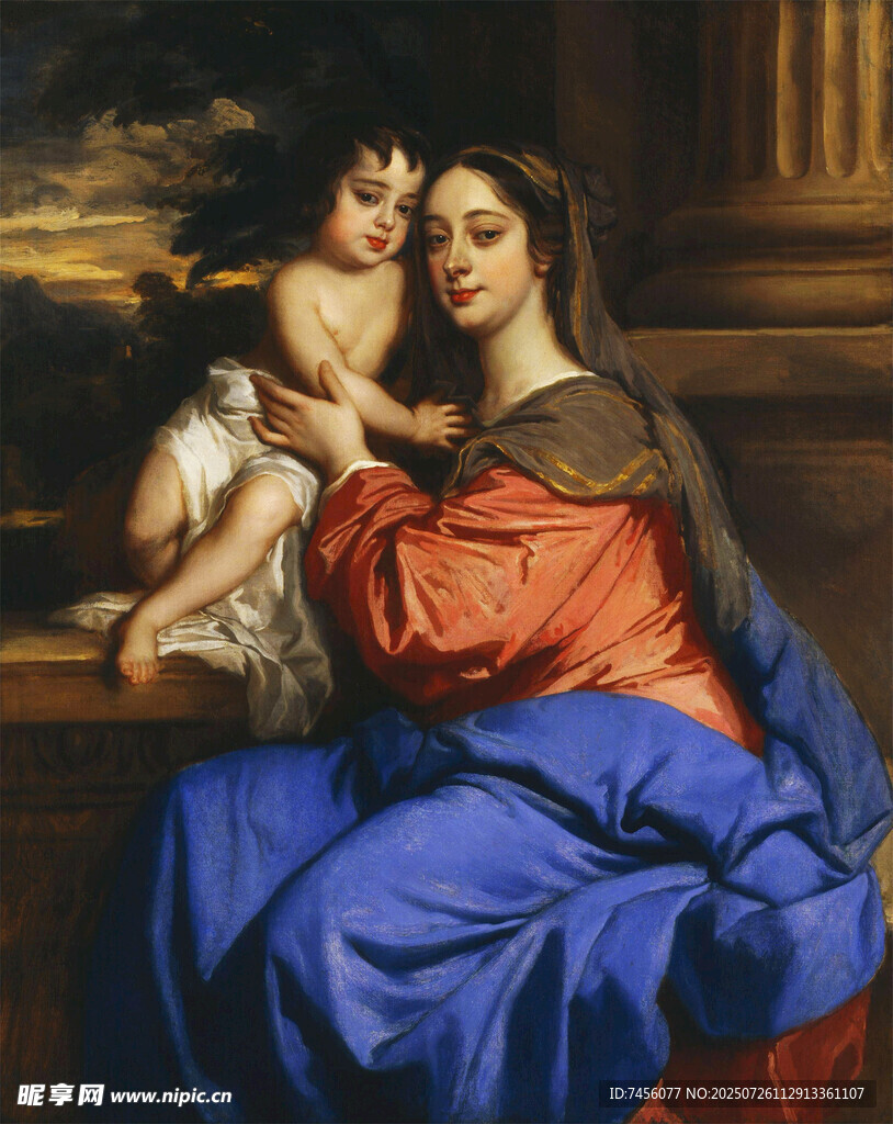 圣母与圣婴油画作品