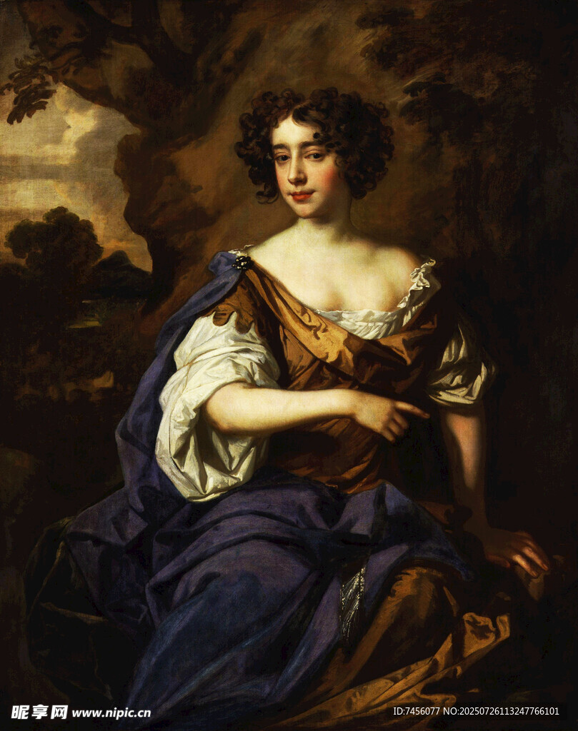 古典优雅女性肖像油画