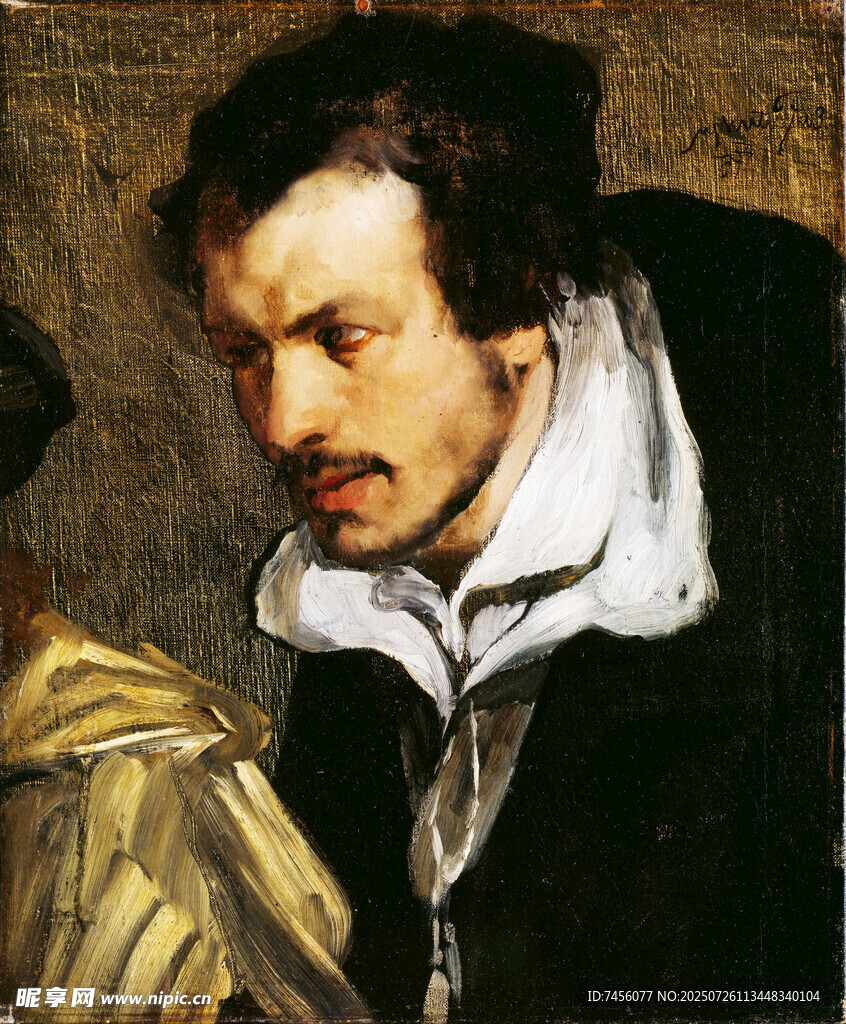 男子侧身肖像画