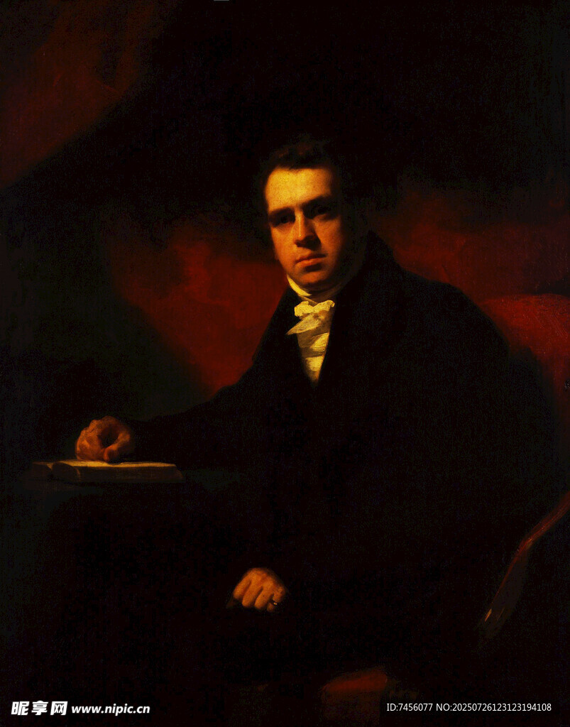 古典装扮男子持物肖像画