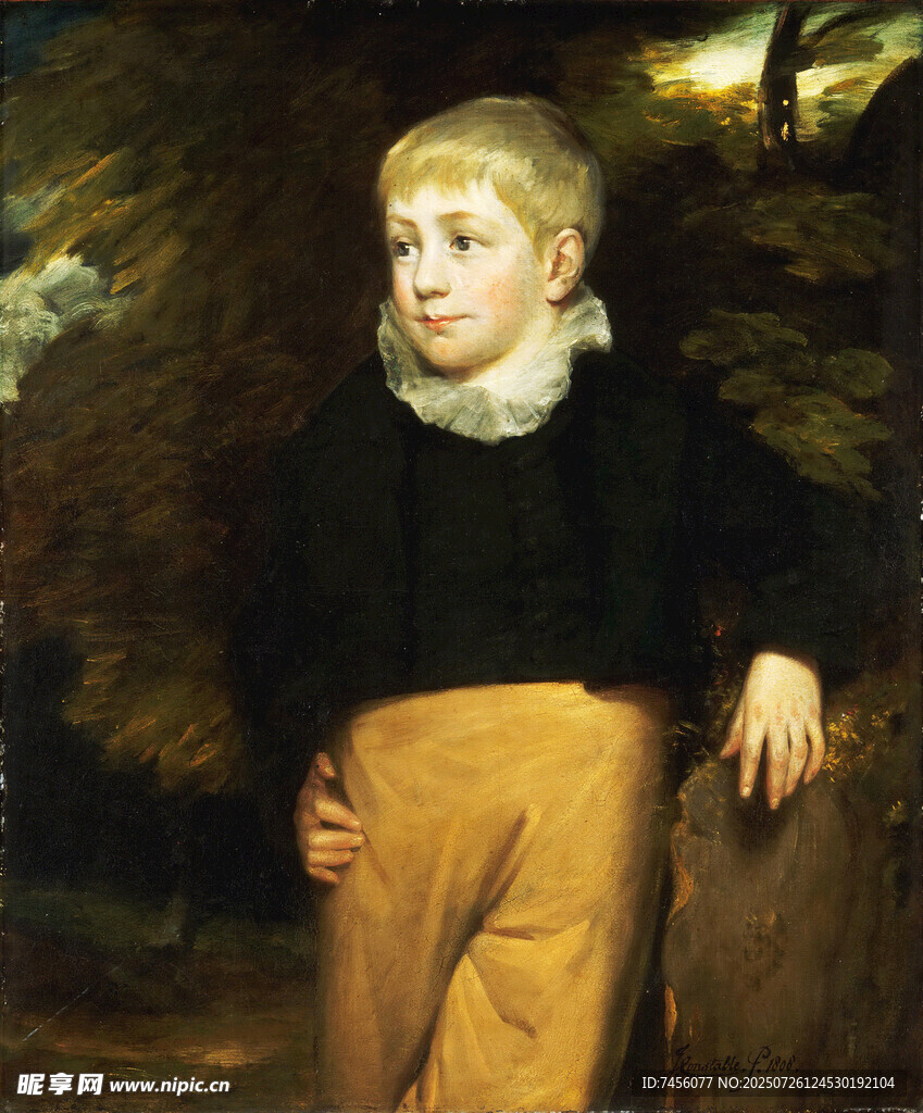 古典装扮男孩肖像画