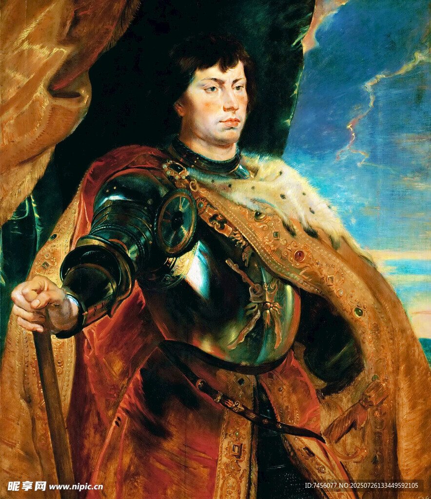 身着盔甲披风的英勇人物