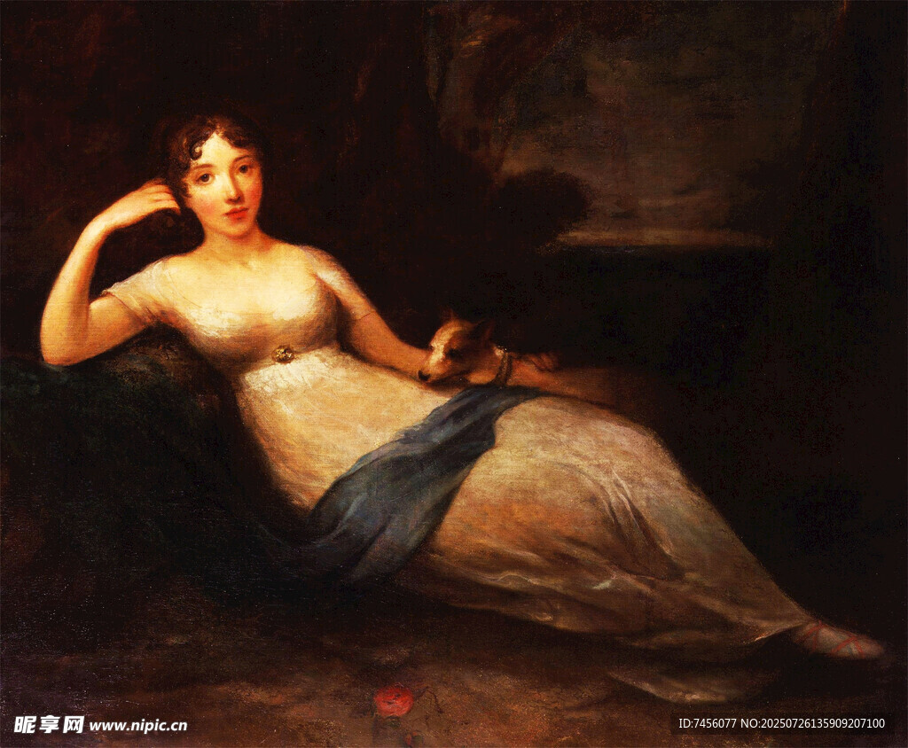 古典裸身侧卧女性油画