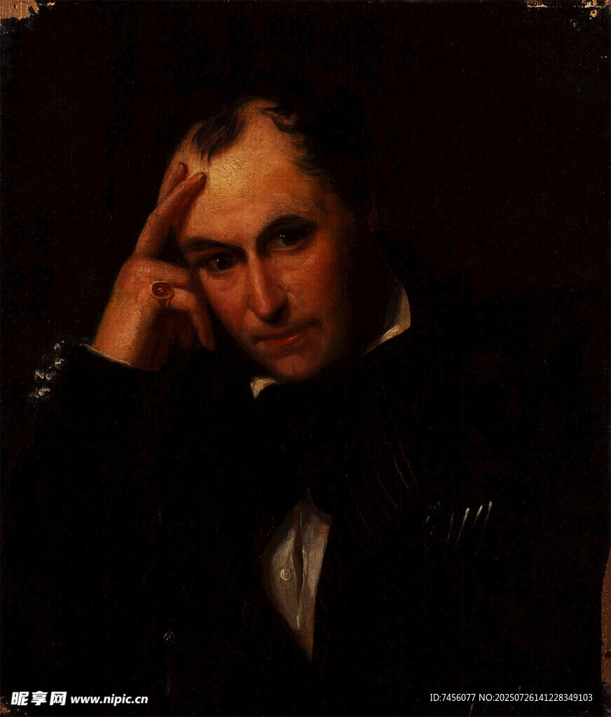 沉思的古典着装男士