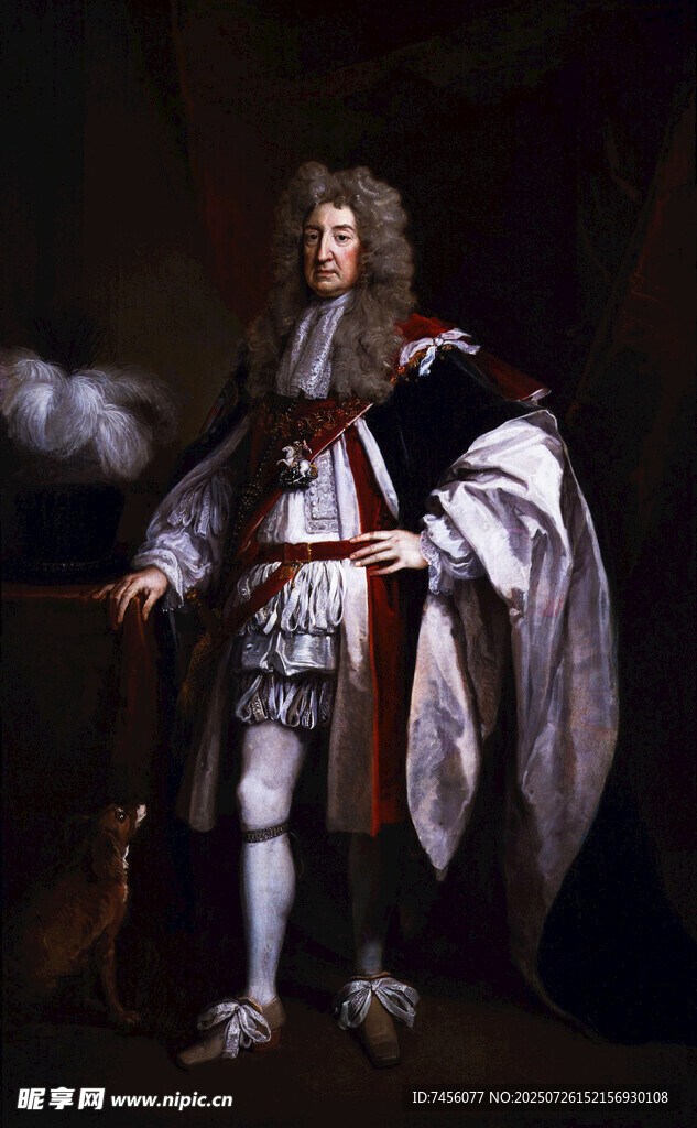 古典装扮的持杖贵族男子