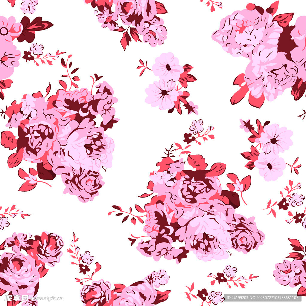 粉色花卉图案无缝背景