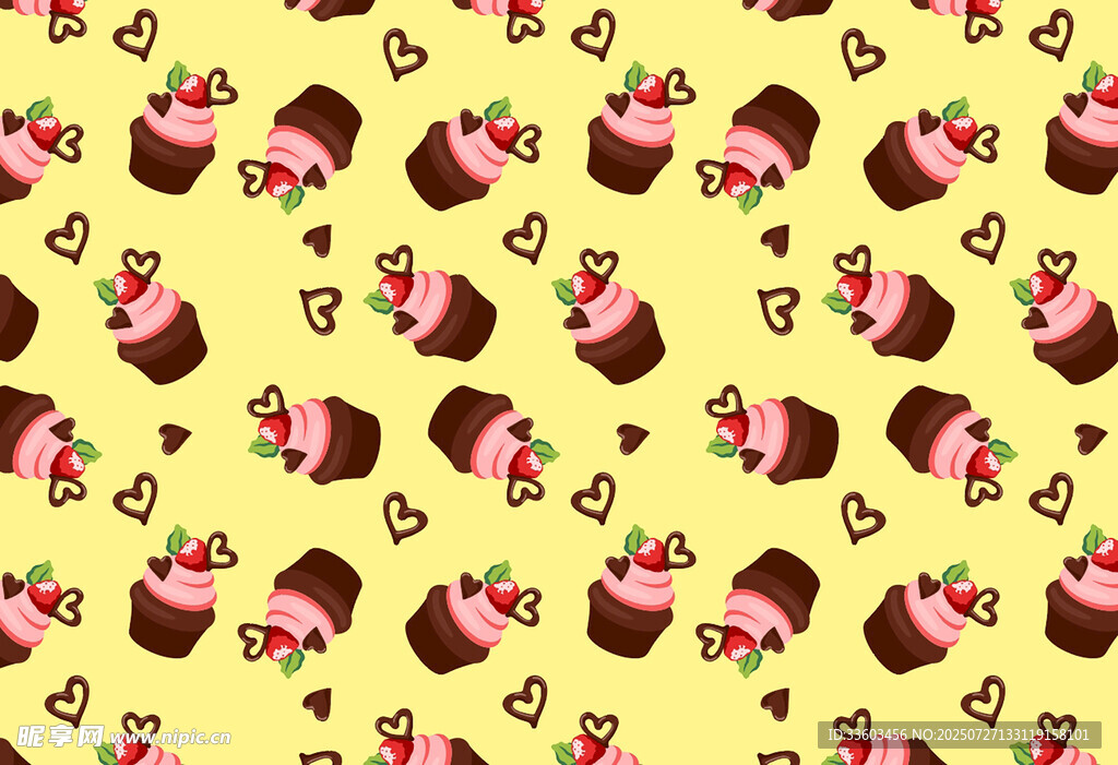 可爱纸杯蛋糕无缝图案