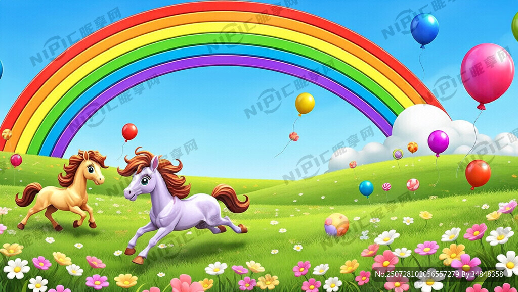 生成一副五彩冰纷的唯美3D卡通