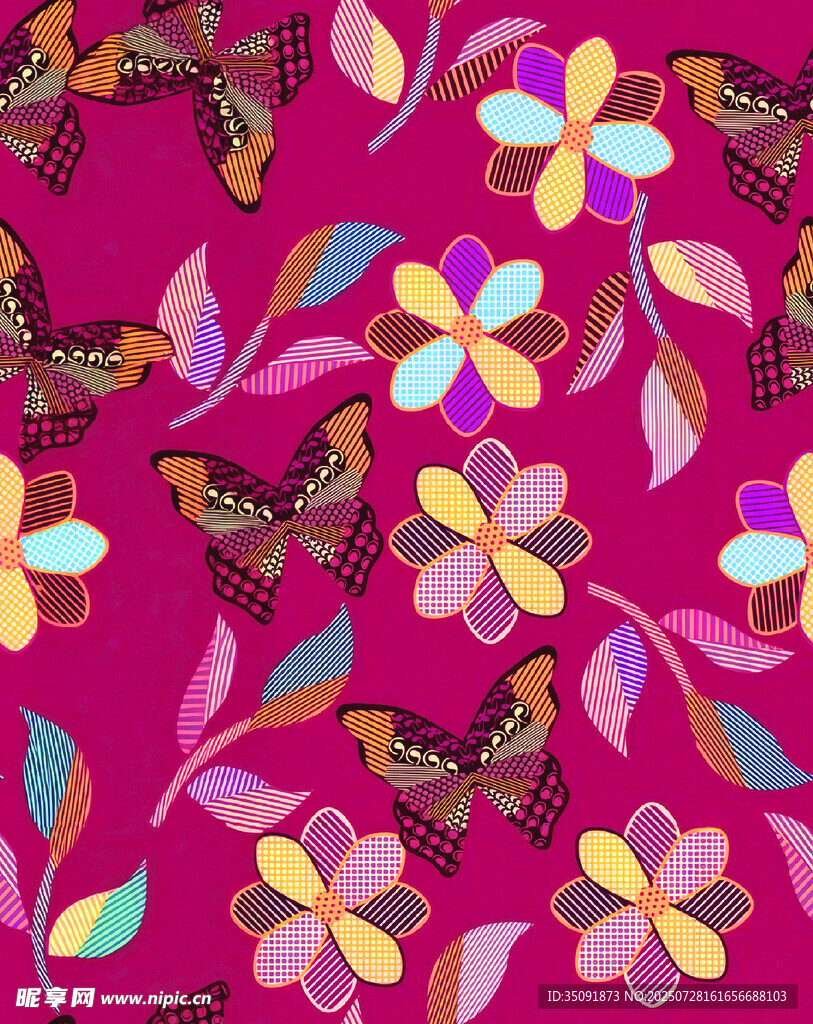 粉色花卉蝴蝶图案背景
