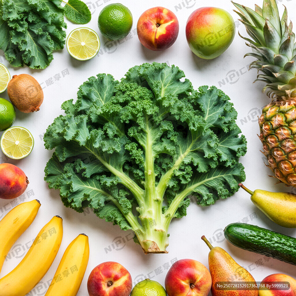 羽衣甘蓝、青柠、梨、猕猴桃、香