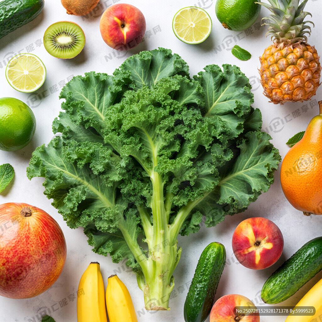 羽衣甘蓝、青柠、梨、猕猴桃、香