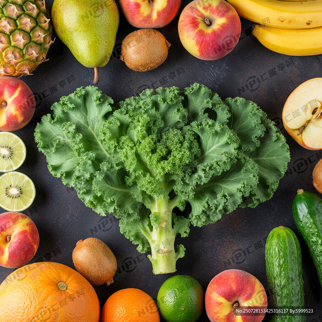 羽衣甘蓝、青柠、梨、猕猴桃、香