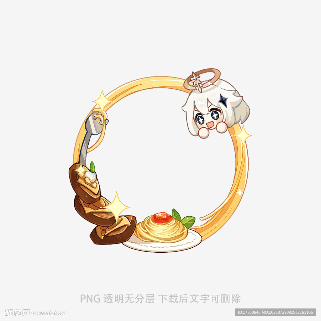 卡通美食与萌宠环绕画面