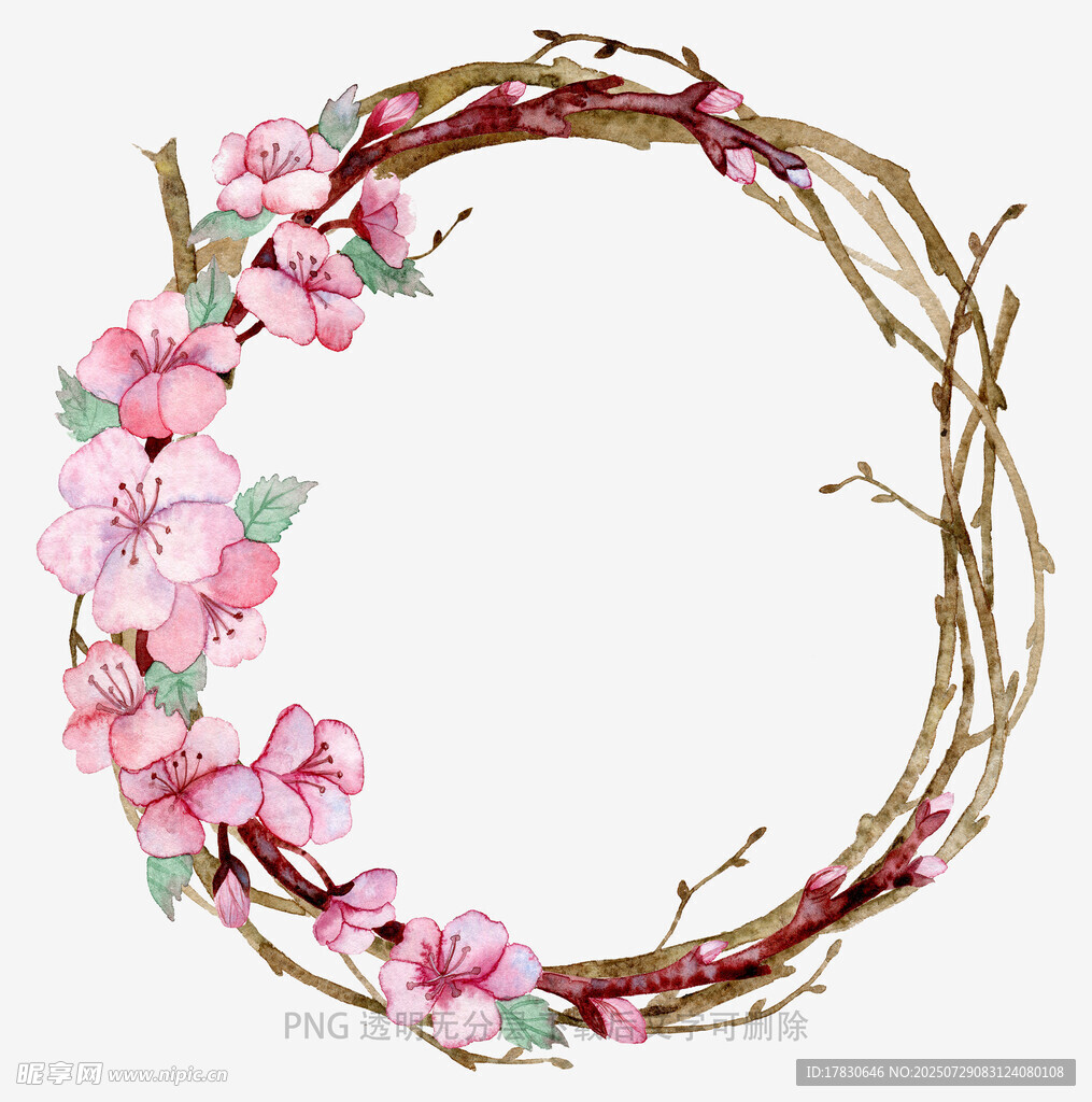 粉色花朵编织的唯美花环