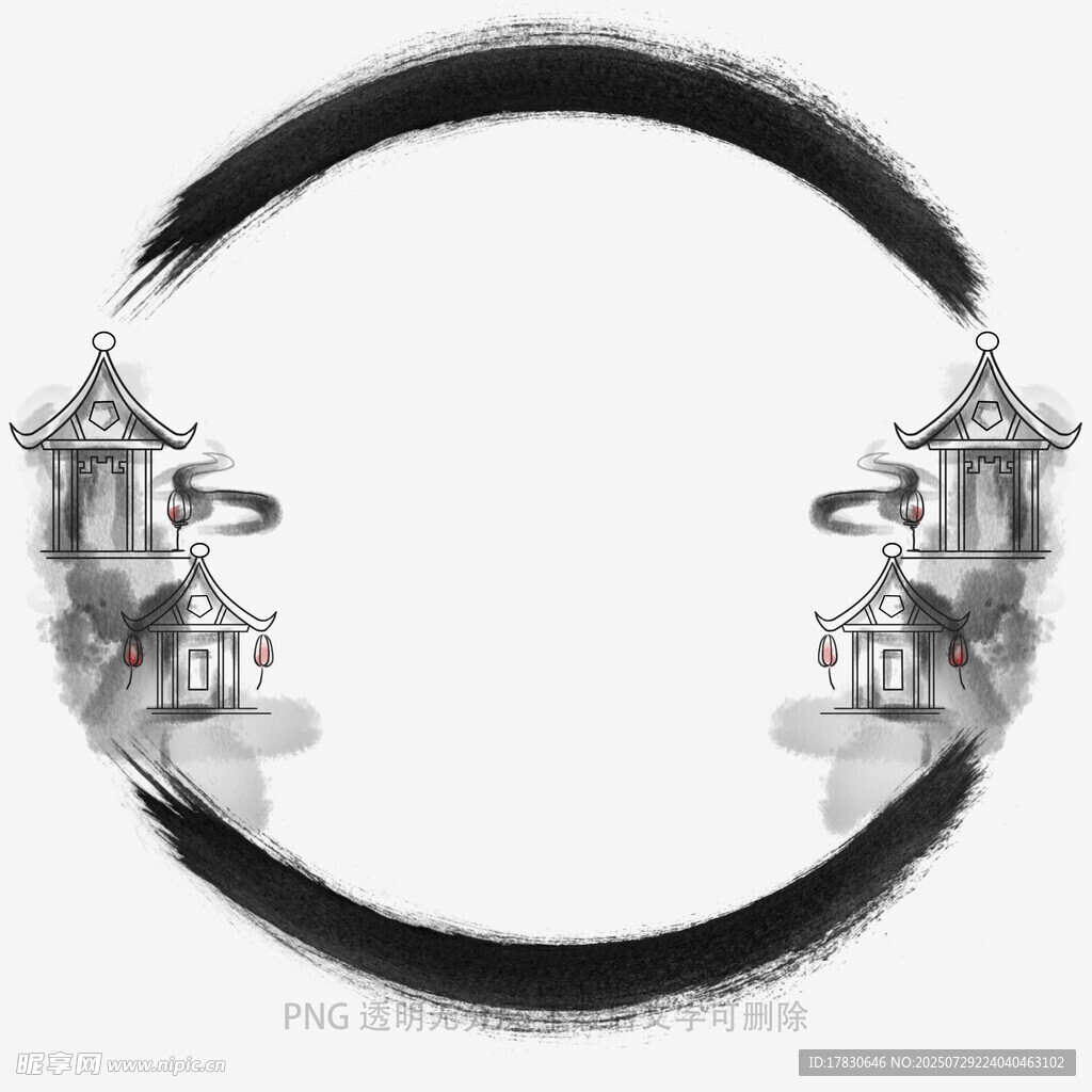 中式水墨风古典亭阁图景