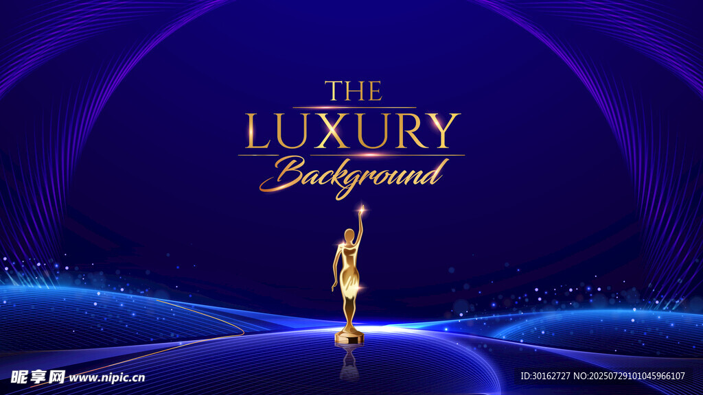 蓝色金色舞蹈颁奖舞台背景