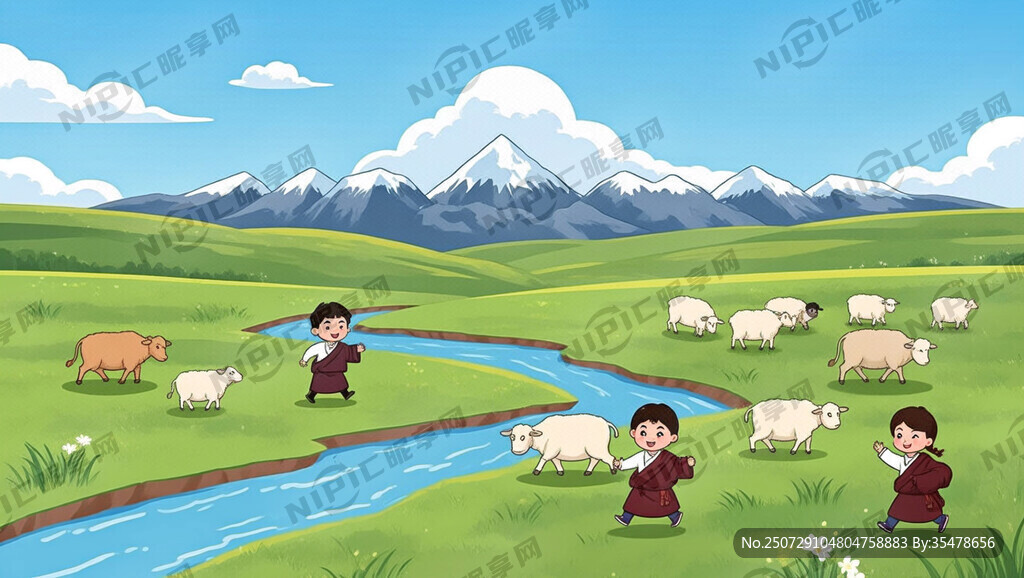 藏式背景 要有雪山和流水 