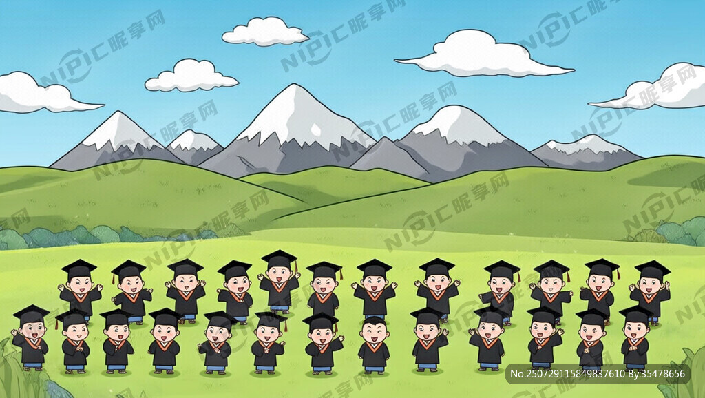 藏式卡通背景 要有高山草原