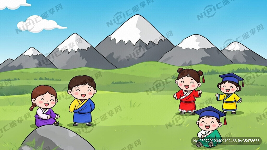 藏式卡通背景 卡通版