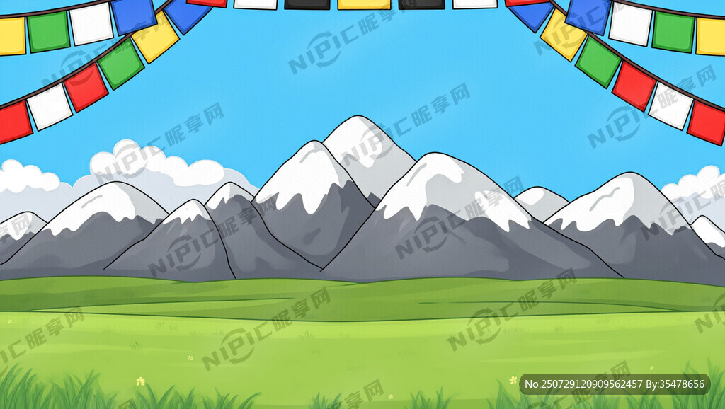 藏式卡通背景 边框要有藏式风幡