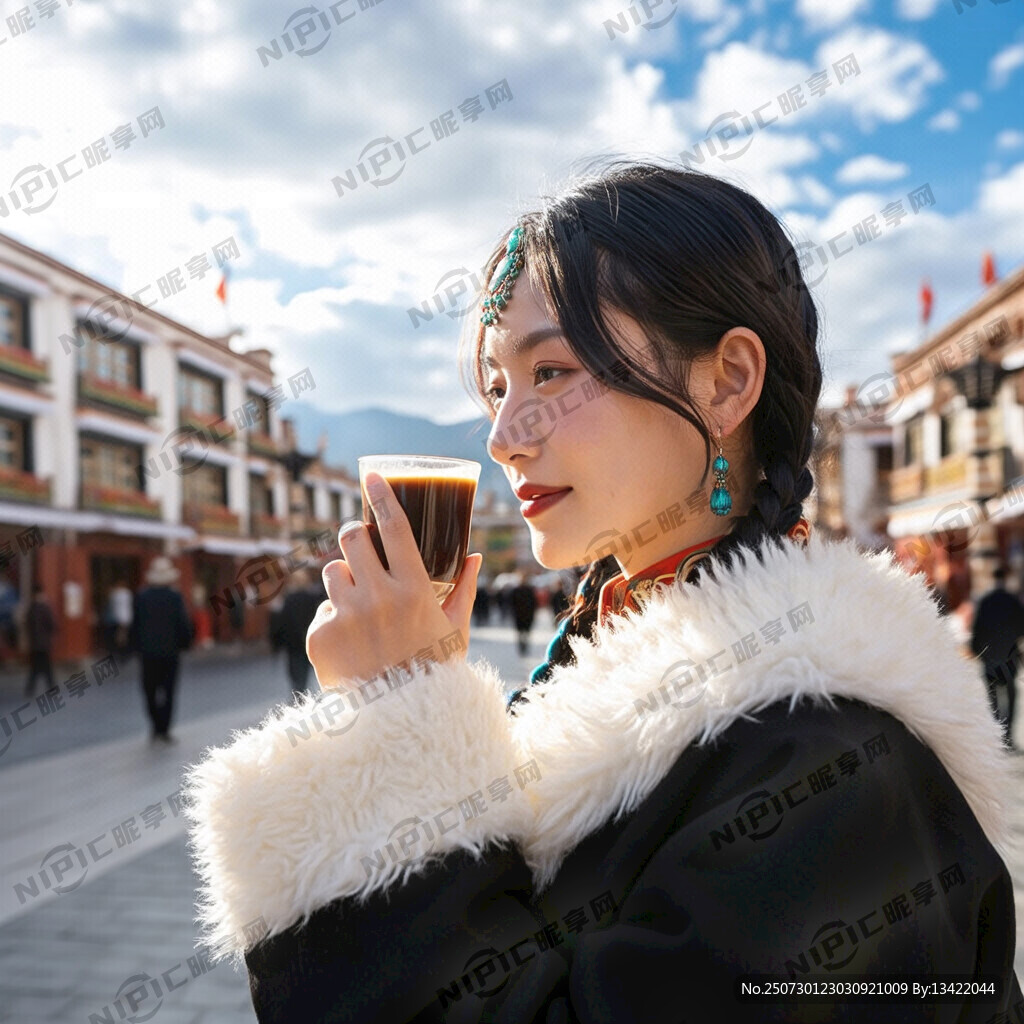 西藏藏族美女与甜茶