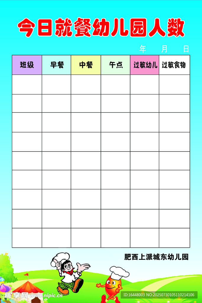 幼儿园就餐展板