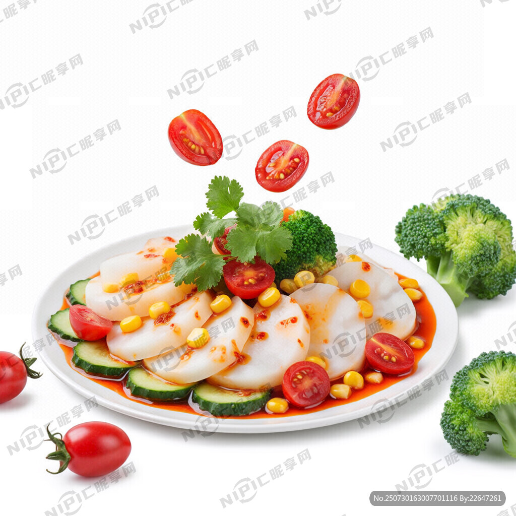 一盘卡通的凉菜 上面还点缀香菜